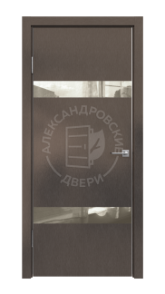 Межкомнатная дверь ALUM 6 (Шелк табакко, Зеркало бронза)
